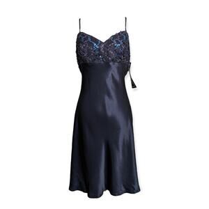 90's De Laru NWT Sequin & Satin Slip Dress 11/12